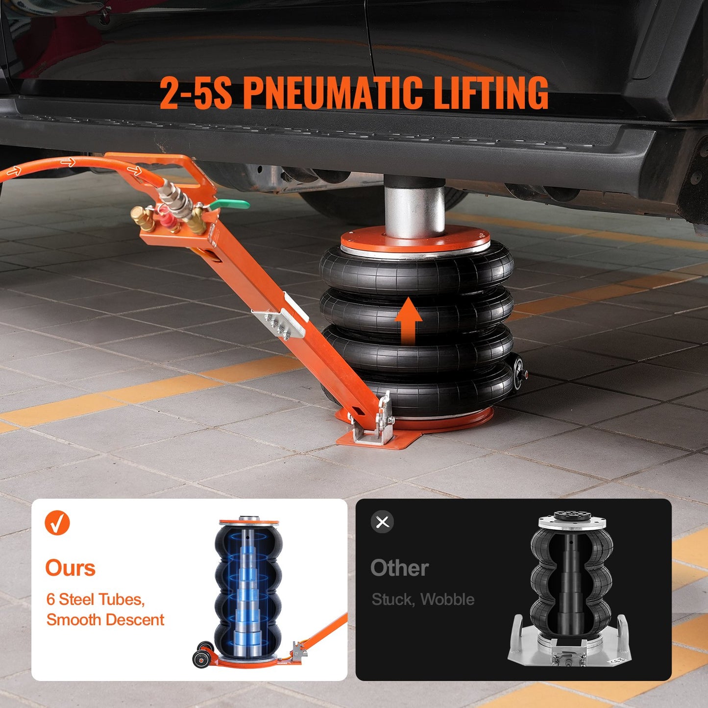 Air Jack 6 Ton/13000 lbs pneumatic jack with elevated column for Sedan