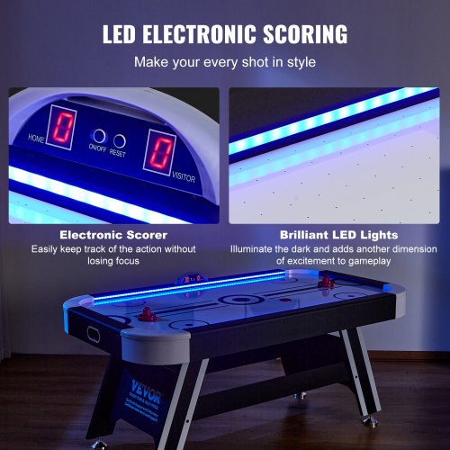 Air Powered Hockey Table Sports Hockey Game Pushers Pucks LED Scoring | EU