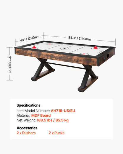 214 cm Air Hockey Table Air Powered Arcade Table Electronic Scorer Pushers