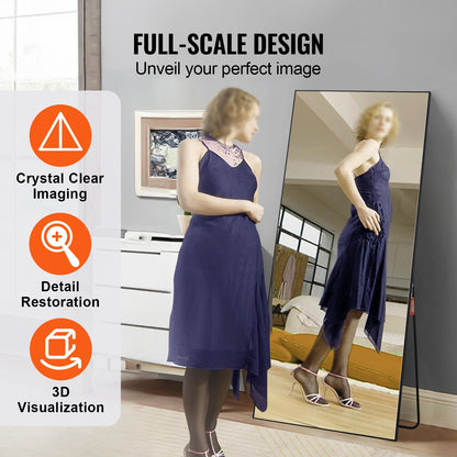 Full Length Floor Mirror 71'' x 31'' Freestanding Wall Mounted with Stand