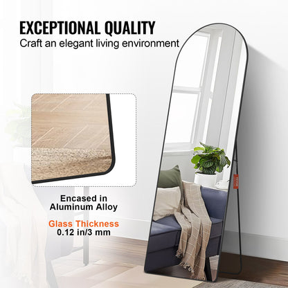Gewölbter Ganzkörperspiegel 65'' x 22'' Ganzkörperspiegel stehend hängend