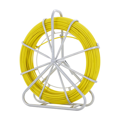 Einziehband aus Fiberglas, 120 m, 6,35 mm, Duct Rodder, Einziehband-Drahtzieher, Kabelstange mit Rollenständer aus Stahl, 3 Ziehköpfe, Angelwerkzeug für Wände und elektrische Leitungen, nicht leitend