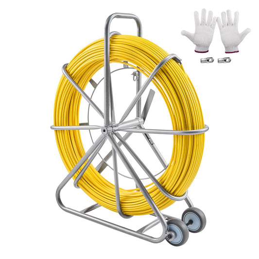 Fish Tape Puller Glasfiber 656 ft 5/16 in Wire Cable Running Duct Rodder
