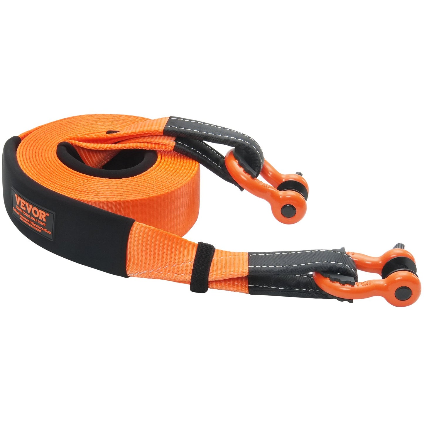 Hochleistungs-Bergeset aus Polyester mit Schleppgurt, 3 Zoll x 30 Fuß (MBS-36.000 lbs), Windengurt, dreifach verstärkte Schlaufe, Bergegurt + 2-Zoll-Anhängerkupplungsempfänger + 3/4-Zoll-D-Ring-Schäkel (2 Stück) + Aufbewahrungstasche