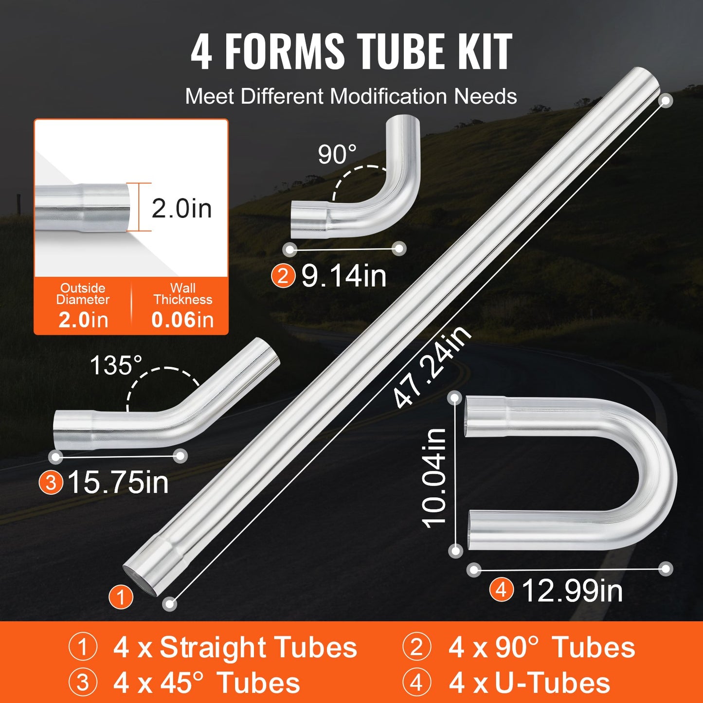 DIY Universal Exhaust Kit 16 Piece Exhaust Pipe Kit with Slip-Fit Joint
