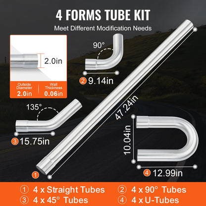 DIY Universal Exhaust Kit 16 Piece Exhaust Pipe Kit with Slip-Fit Joint