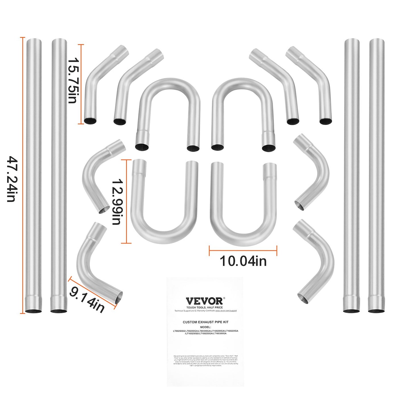 DIY Universal Exhaust Kit 16 Piece Exhaust Pipe Kit with Slip-Fit Joint