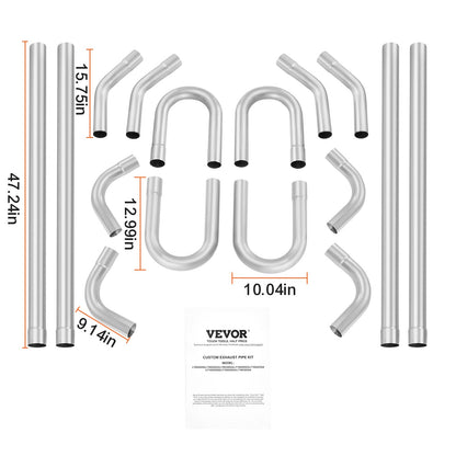 DIY Universal Exhaust Kit 16 Piece Exhaust Pipe Kit with Slip-Fit Joint
