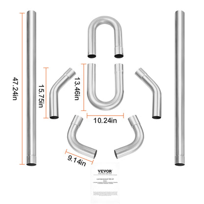 DIY universal exhaust kit 8 piece exhaust pipe kit with Slip-Fit Led