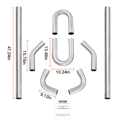 DIY universal exhaust kit 8 piece exhaust pipe kit with Slip-Fit Led