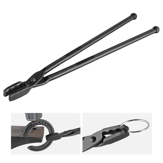 Blacksmith Tongs, 18” Wolf Jaw Tongs, Carbon Steel Forging Tongs with A3 Steel Rivets, for Horseshoes, Curved Shapes, Block Forging, for Beginners and Experienced Blacksmiths and Bladesmiths