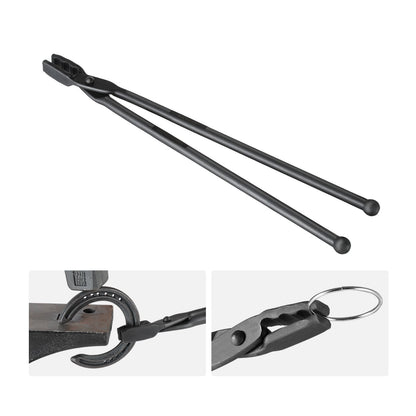 Blacksmith Tongs, 18” Wolf Jaw Tongs, Carbon Steel Forging Tongs with A3 Steel Rivets, for Horseshoes, Curved Shapes, Block Forging, for Beginners and Experienced Blacksmiths and Bladesmiths