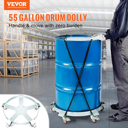 55 Gallon Heavy Duty Drum Dolly, 1250lbs lastkapacitet, Barrel Dolly Cart Drum Caddy, Non Tipping Hand Truck Kapacitet Dollies med stålram 5 svängbara hjul hjul, för lagertrumhantering