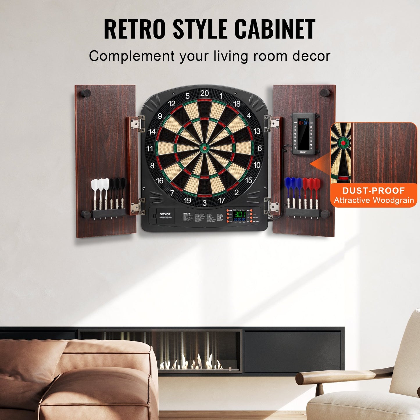 Dartboard und Cabinet Set komplett mit allem Zubehör Einfache Montage