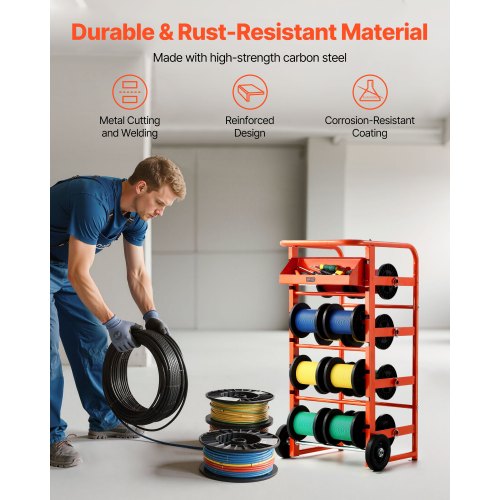 Wire reel rack with 11 bars for industrial electrical trade
