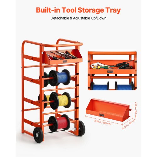 Wire reel rack with 11 bars for industrial electrical trade