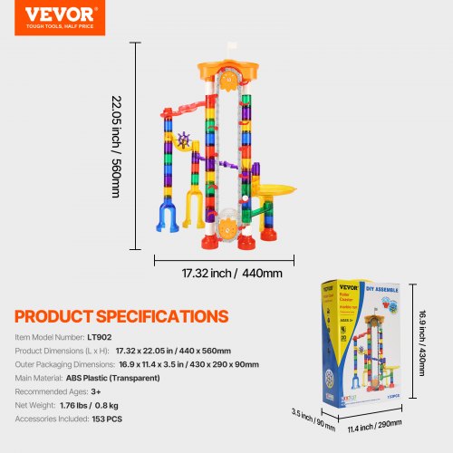 Marble Run Set 153 pcs with motorized elevator educational gift for kids