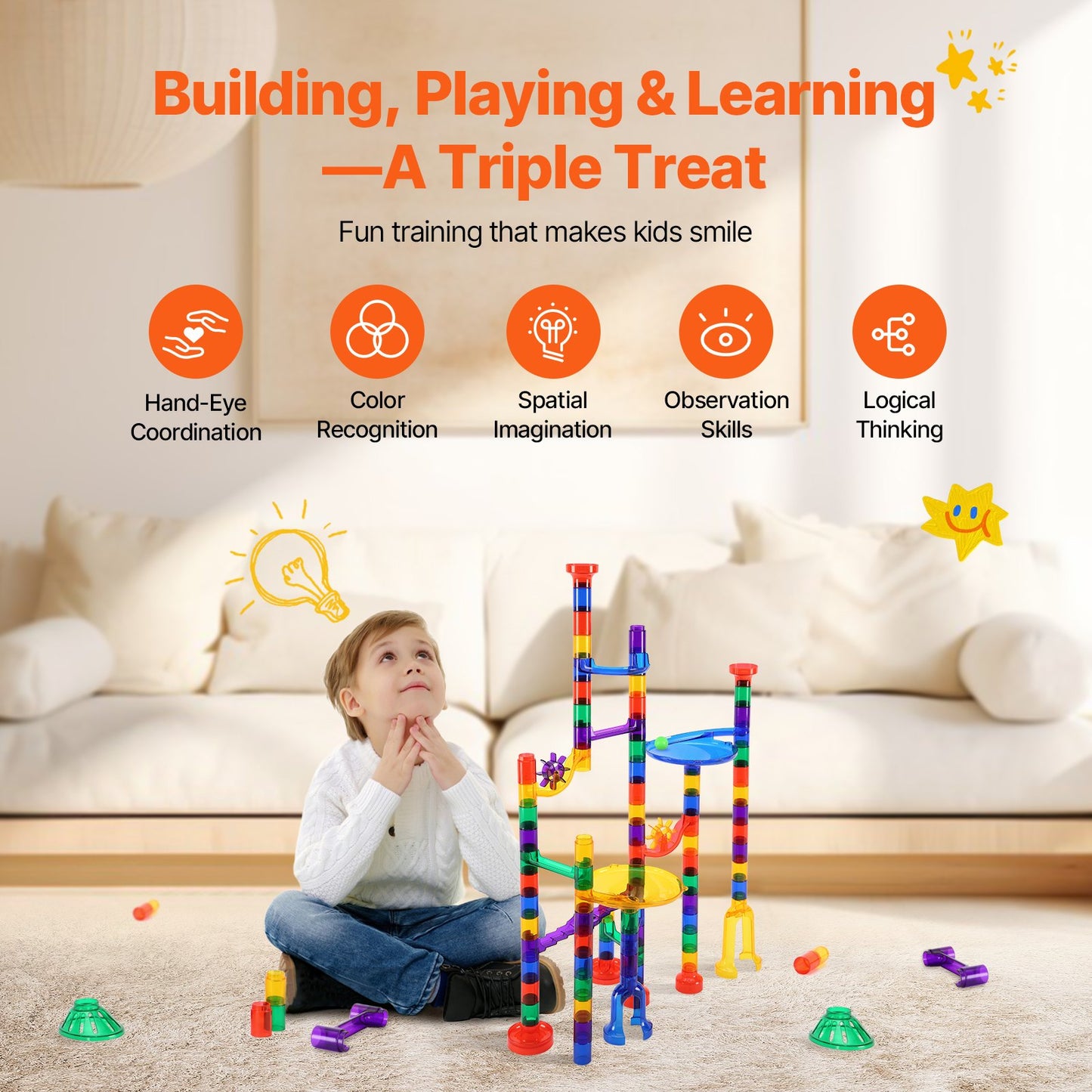 Marble Run Set 110PCS Building STEM Toy Educational Blocks Gift for Kids