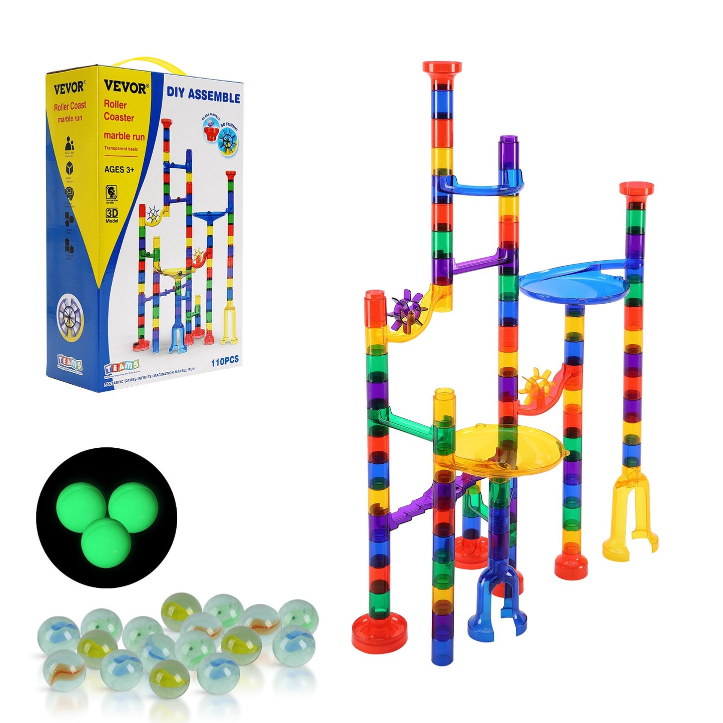 Marble Run Set 110PCS Building STEM Toy Educational Blocks Gift for Kids