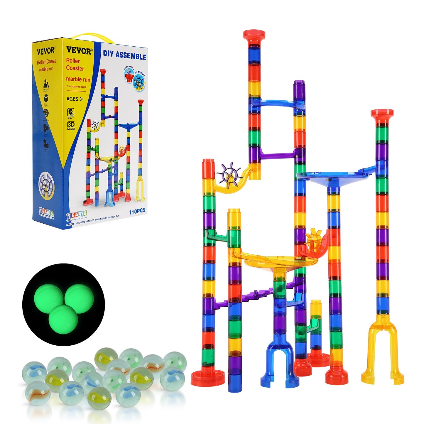 Marble Run Set 110PCS Building STEM Toy Educational Blocks Gift for Kids
