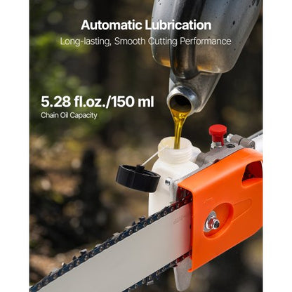 Petrol Pole Saw Tree Trimmer Rotatable Head 43cc 2-Stroke 10 Inch Cutting Bar | EU