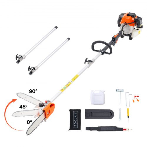 Petrol Pole Saw Tree Trimmer Rotatable Head 43cc 2-Stroke 10 Inch Cutting Bar | EU