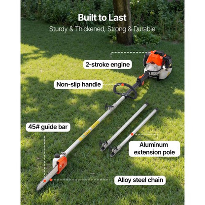 Petrol Pole Saw 43CC 2-Stroke Cordless Tree Trimmer 10" Bar | EU