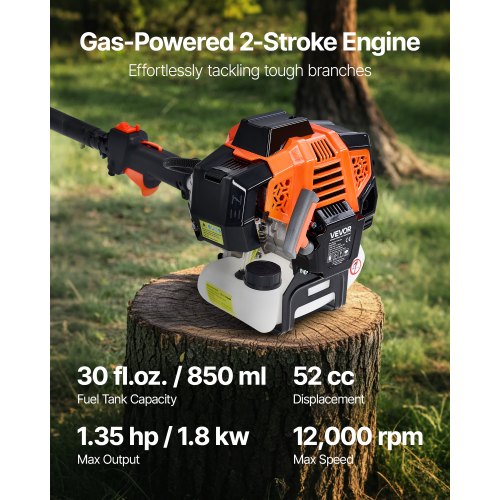 Bensindriven Stångsåg 52CC 2-takts Sladdlös Trädtrimmer 14" Svärd