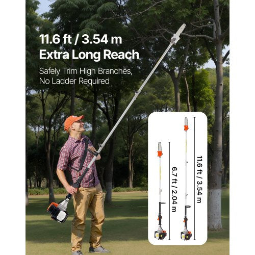 Petrol Pole Saw 33CC 2-Stroke Cordless Tree Trimmer 8" Bar | EU