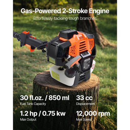 Petrol Pole Saw 33CC 2-Stroke Cordless Tree Trimmer 8" Bar | EU