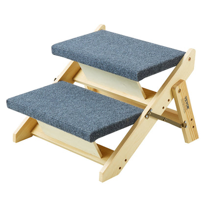 Haustiertreppe aus Holz mit 2 Stufen, 2-in-1, faltbare Hundetreppe, 110 lbs