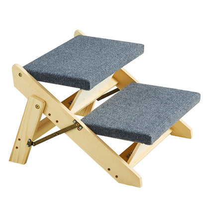 Haustiertreppe aus Holz mit 2 Stufen, 2-in-1, faltbare Hundetreppe, 110 lbs