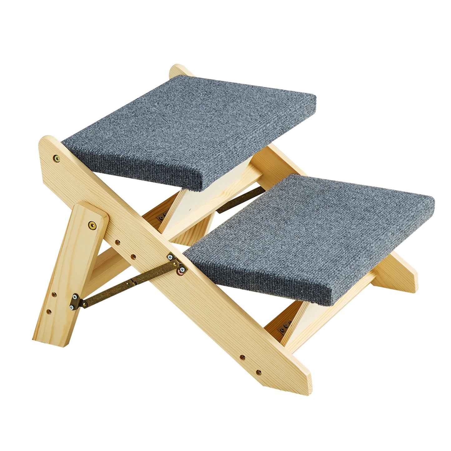 Haustiertreppe aus Holz mit 2 Stufen, 2-in-1, faltbare Hundetreppe, 110 lbs
