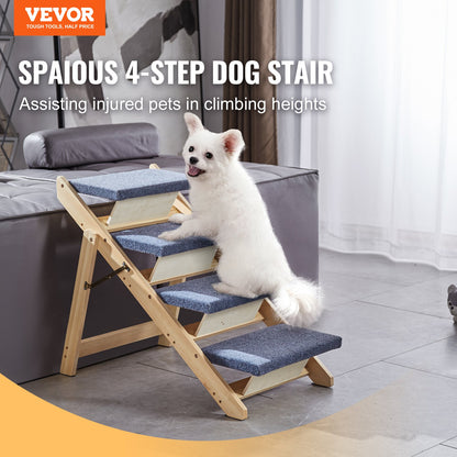 Haustiertreppe aus Holz mit 4 Stufen, 2-in-1, faltbare Hundetreppe, 150 lbs