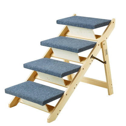 Haustiertreppe aus Holz mit 4 Stufen, 2-in-1, faltbare Hundetreppe, 150 lbs