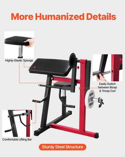 2 in 1 Preacher Curl Bench Bicep Curls and Triceps Extension Machine