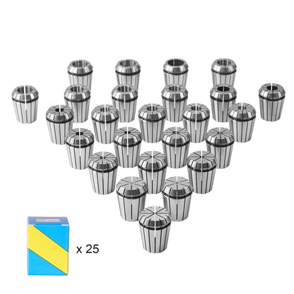 25pcs ER32 Collet Set, 1/16''-13/16'', ER32 Spring Collet Chuck Set, 0.0006"/15 μm TIR Lathe Chuck Tool with 25 Marked Storage Boxes, for CNC Engraving Machine Milling Lathe Tool Drill Press