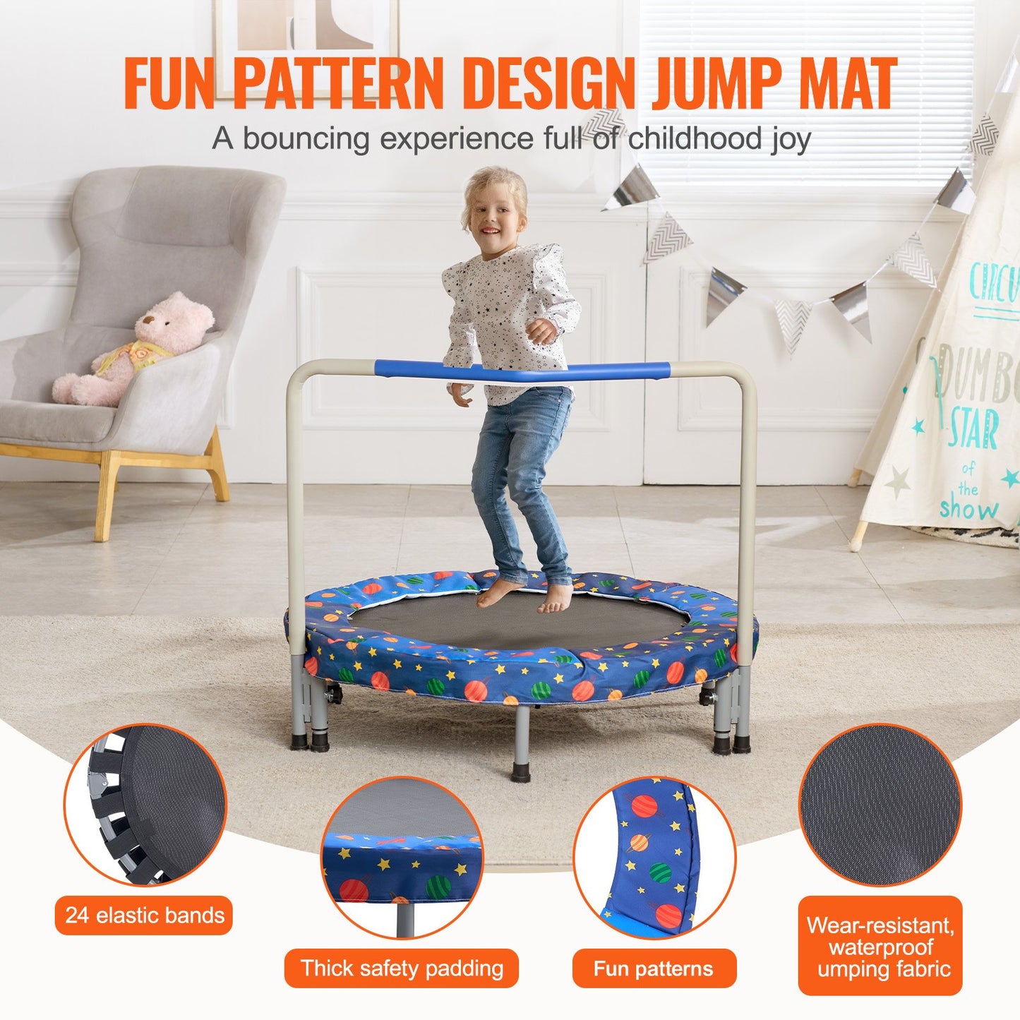 36" trampoline for kids foldable mini trampoline for toddlers indoor outdoor