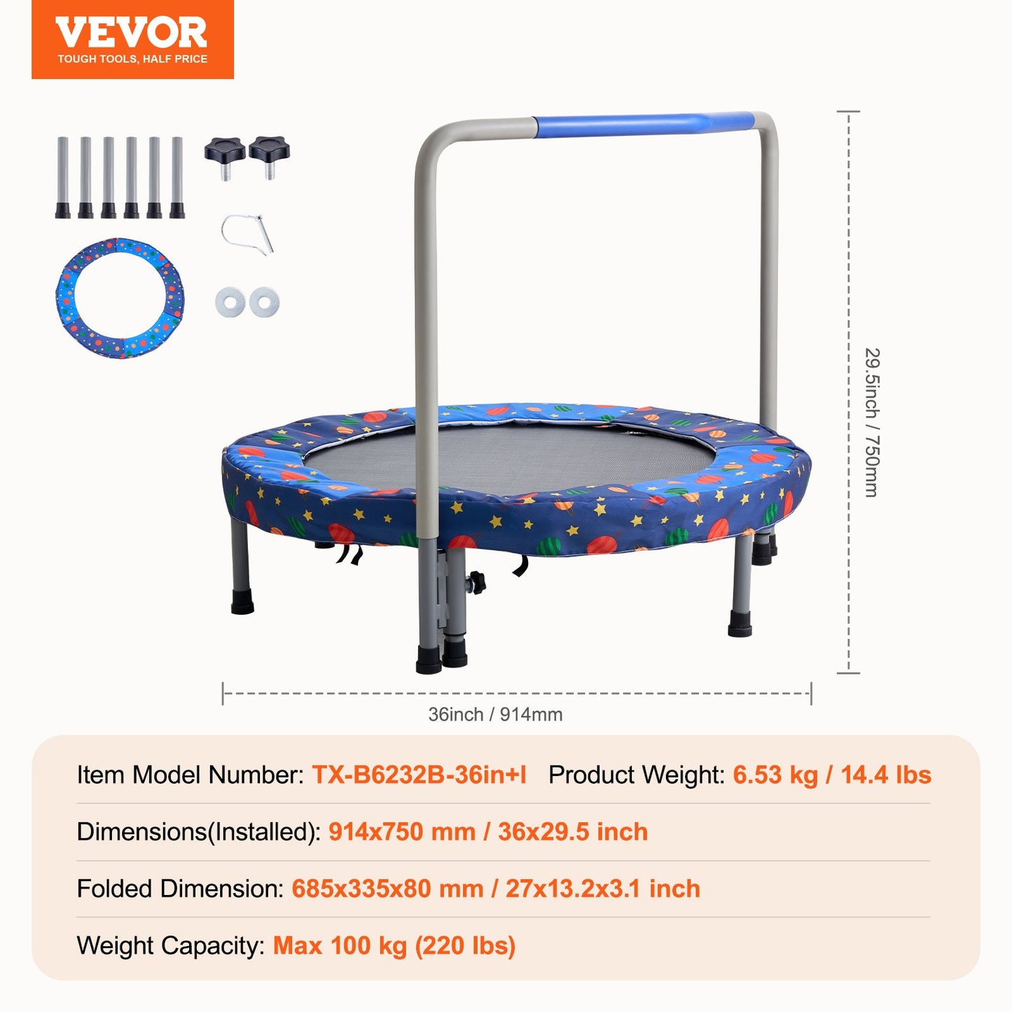 36" trampoline for kids foldable mini trampoline for toddlers indoor outdoor