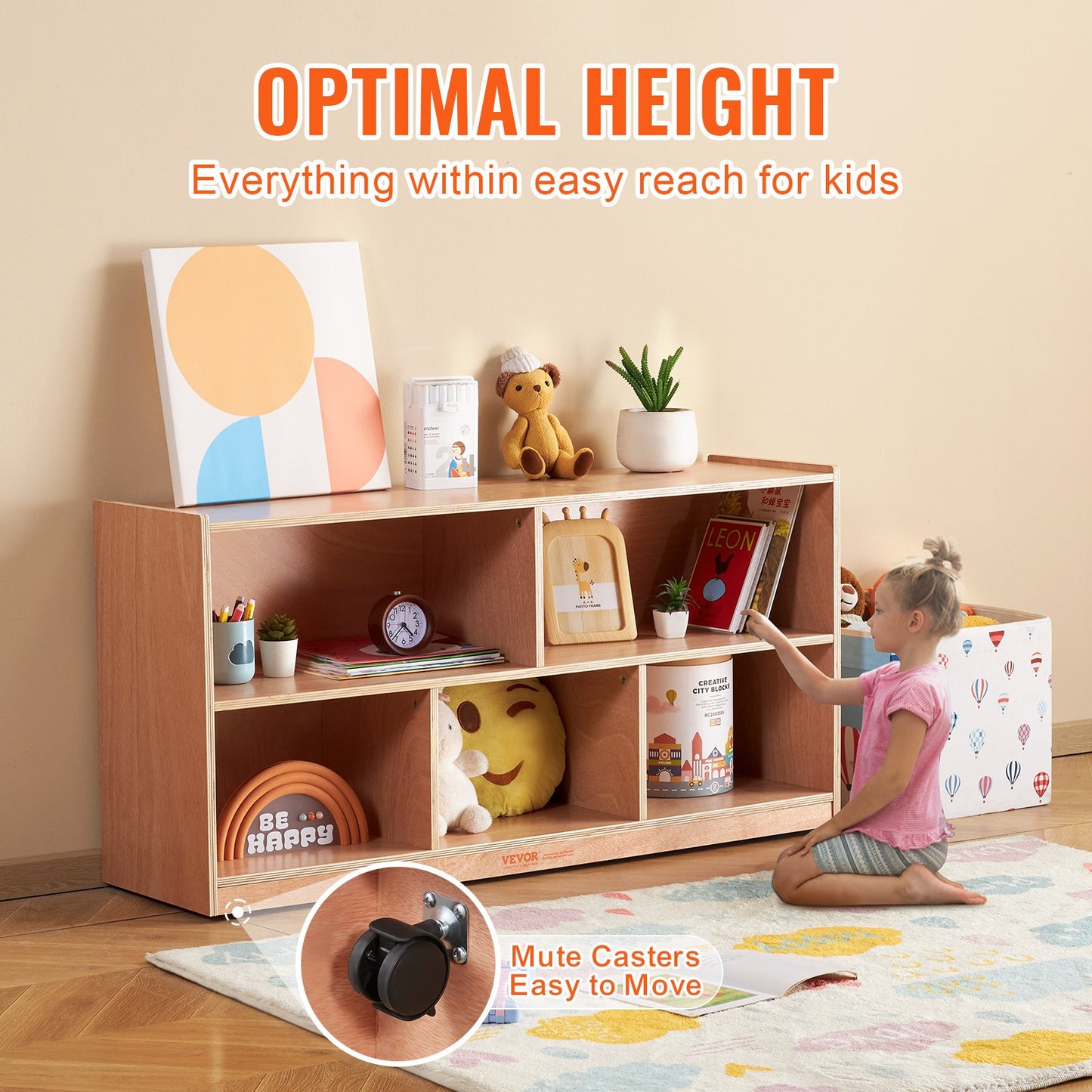Förvaringshylla Brickskåp 5-sektion Cubby Storage 2-hylla för hemskola