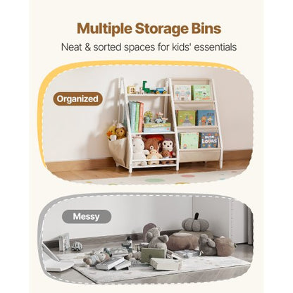 3-vånings barnbokhylla, leksaksförvaring för småbarn, bokhylla för barnrum med lyftsele och förvaringsväska, förvaringsbokhyllor för barnrum, lekrum, dagis, barnkammare |  EU
