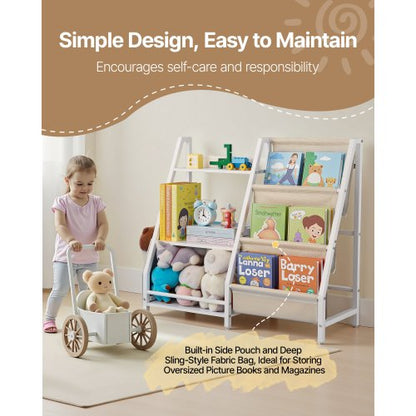 3-vånings barnbokhylla, leksaksförvaring för småbarn, bokhylla för barnrum med lyftsele och förvaringsväska, förvaringsbokhyllor för barnrum, lekrum, dagis, barnkammare |  EU