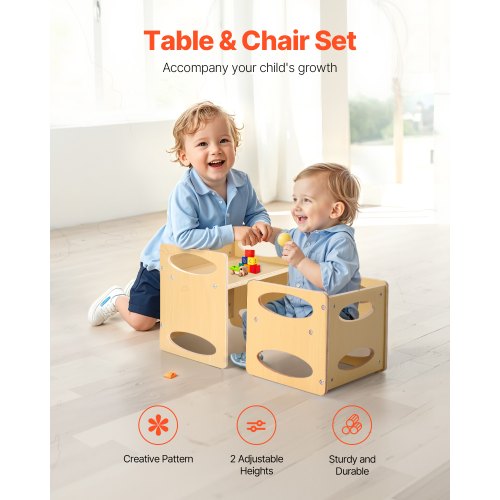 Avvänjningsbord och stolset Montessori Kids Aktivitetsbord och stol Trä