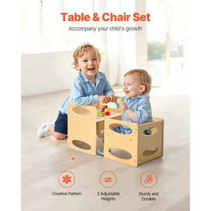 Avvänjningsbord och stolset Montessori Kids Aktivitetsbord och stol Trä