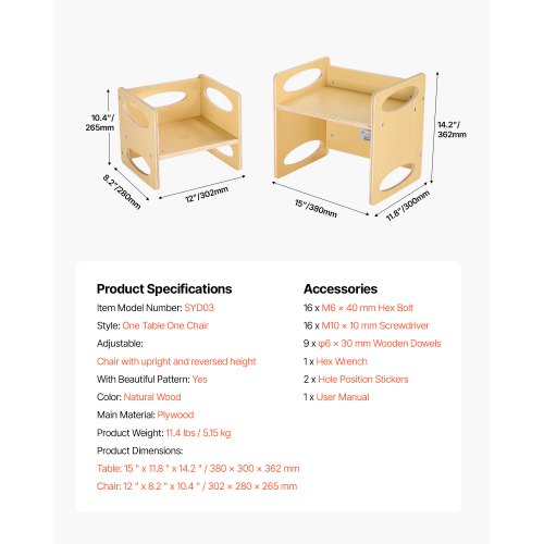 Avvänjningsbord och stolset Montessori Kids Aktivitetsbord och stol Trä