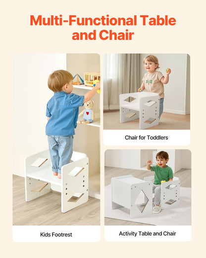 Avvänjningsbord och stolset Montessori Kids Aktivitetsbord och stol Vit