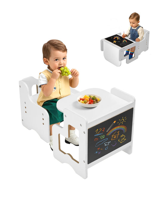 Avvänjningsbord och stolset Montessori Toddler Skrivbord med Blackboard White