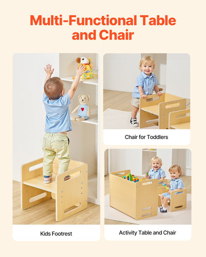 Avvänjningsbord och stolset Montessori Småbarnsskrivbord med 2 stolar Trä