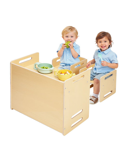 Avvänjningsbord och stolset Montessori Småbarnsskrivbord med 2 stolar Trä