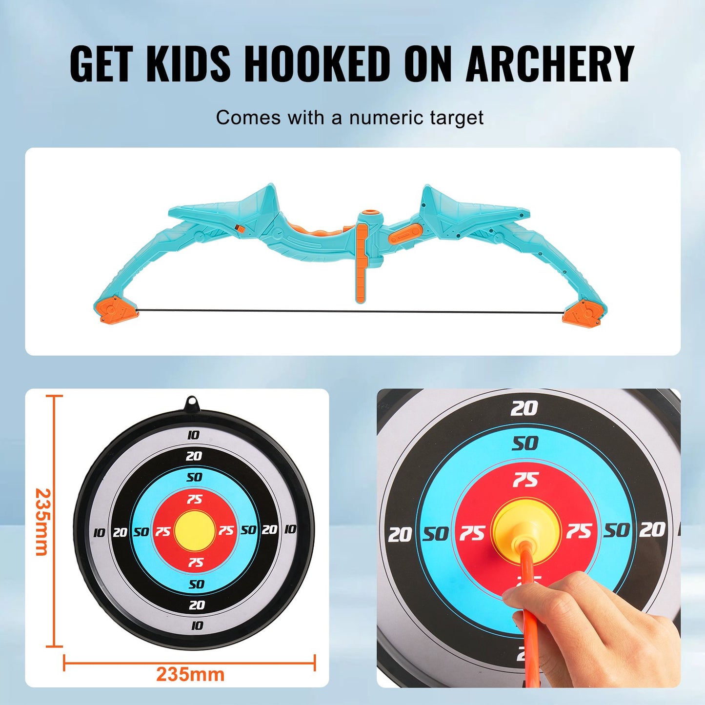 Kids Arrow Set LED Light Up Outdoor Archery Kit Children 10 arrows